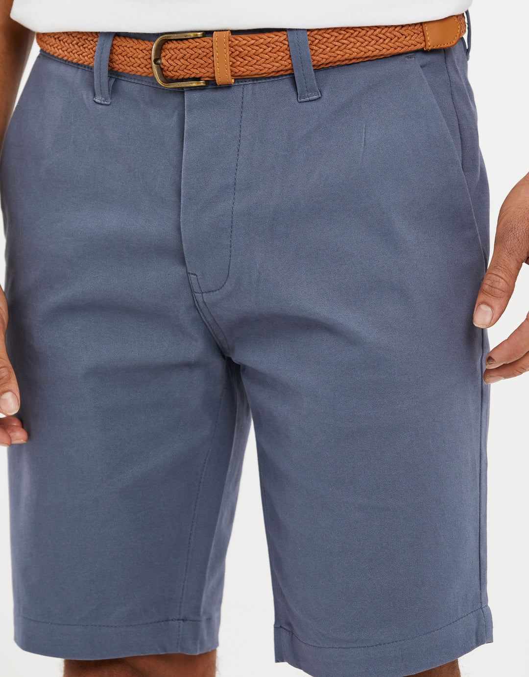 Misty Blue Belted Chino Shorts
