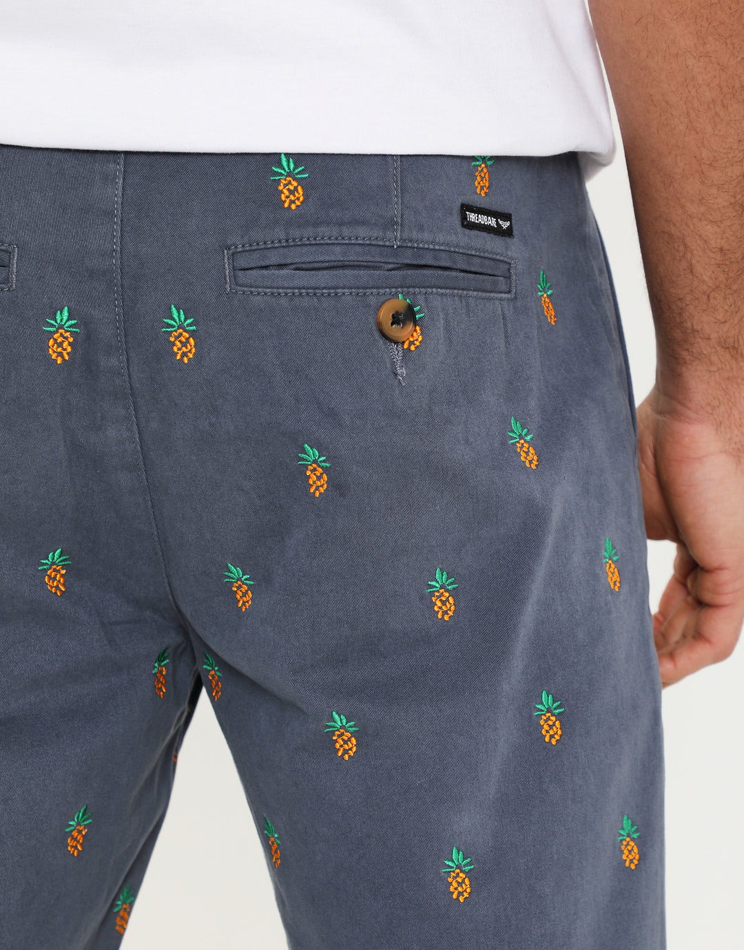 Misty Blue Pineapple Print Chino Shorts