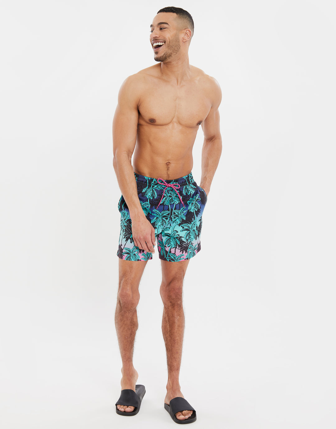 Multi Digital Palm Print Swim Shorts