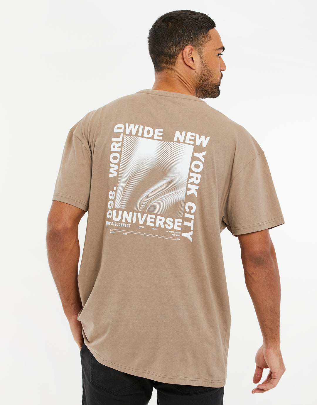 Taupe Graphic Print Oversized T-Shirt