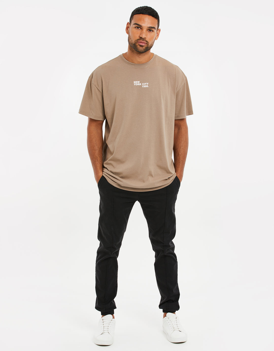 Taupe Graphic Print Oversized T-Shirt