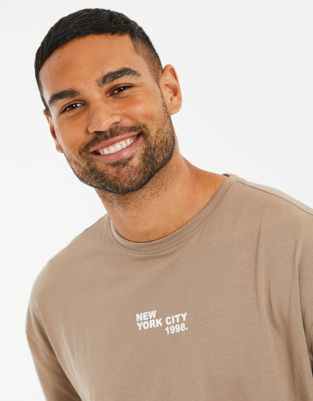 Taupe Graphic Print Oversized T-Shirt