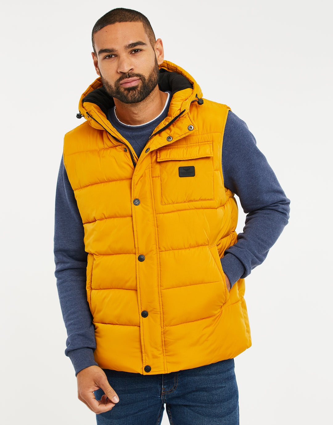 Mustard Yellow Hooded Padded Gilet