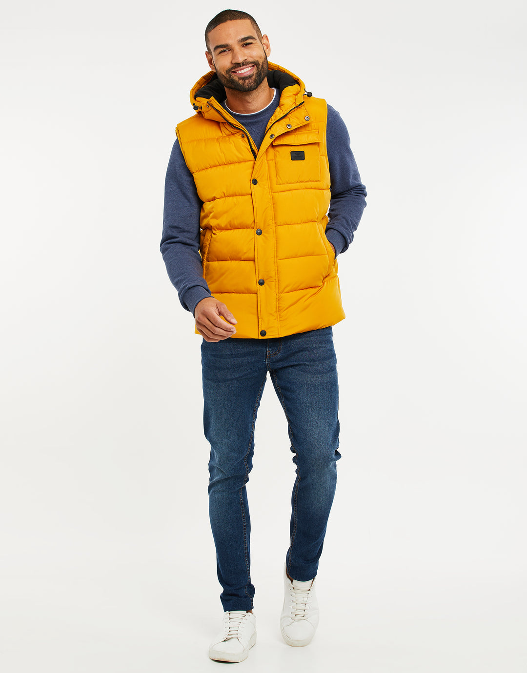 Mustard Yellow Hooded Padded Gilet