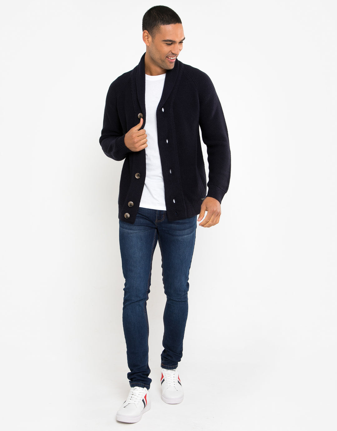 Navy Button Down Cardigan