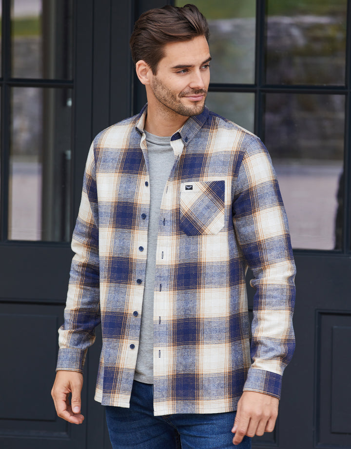 Navy Check Long Sleeve Shirt