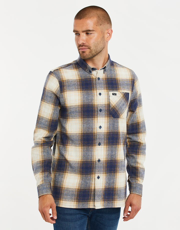 Navy Check Long Sleeve Shirt