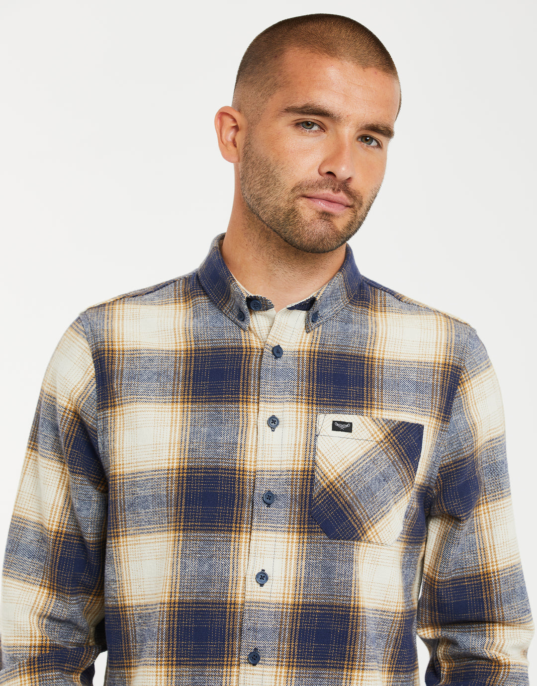 Navy Check Long Sleeve Shirt