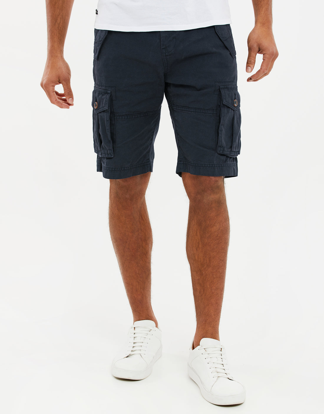Men's Navy Blue Classic Cotton Cargo Shorts – Threadbare