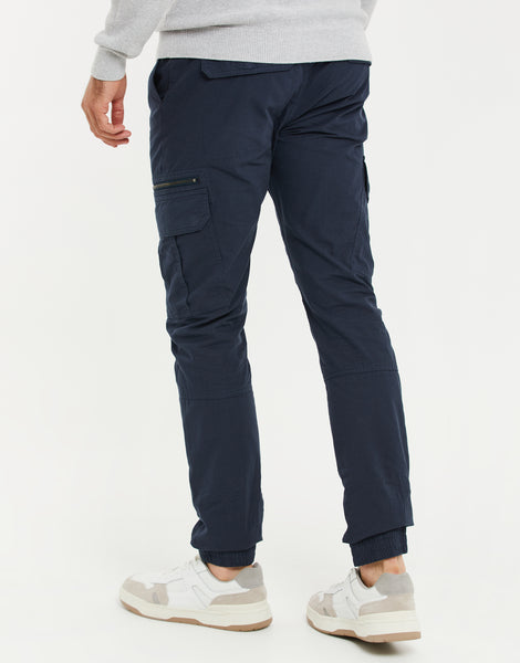 Men's Navy Blue Cotton Cargo Trousers – Threadbare