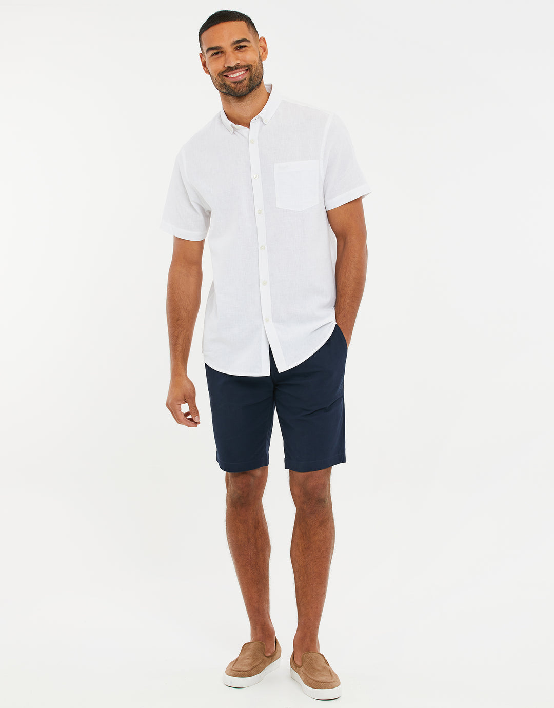 Navy Belted Chino Shorts