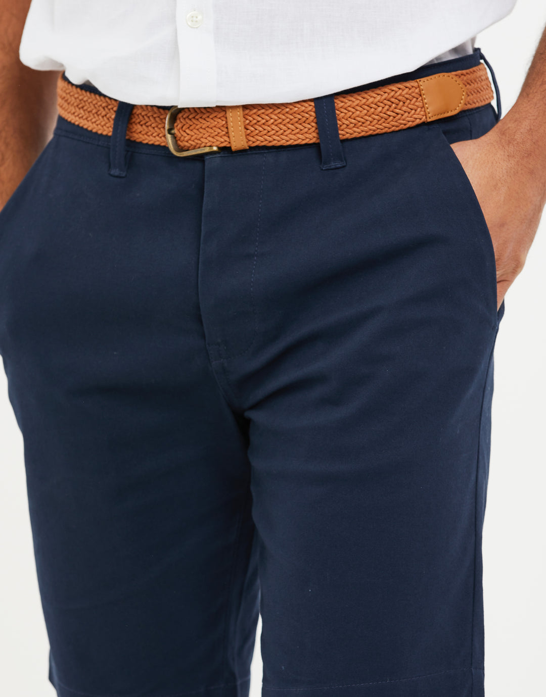 Navy Belted Chino Shorts