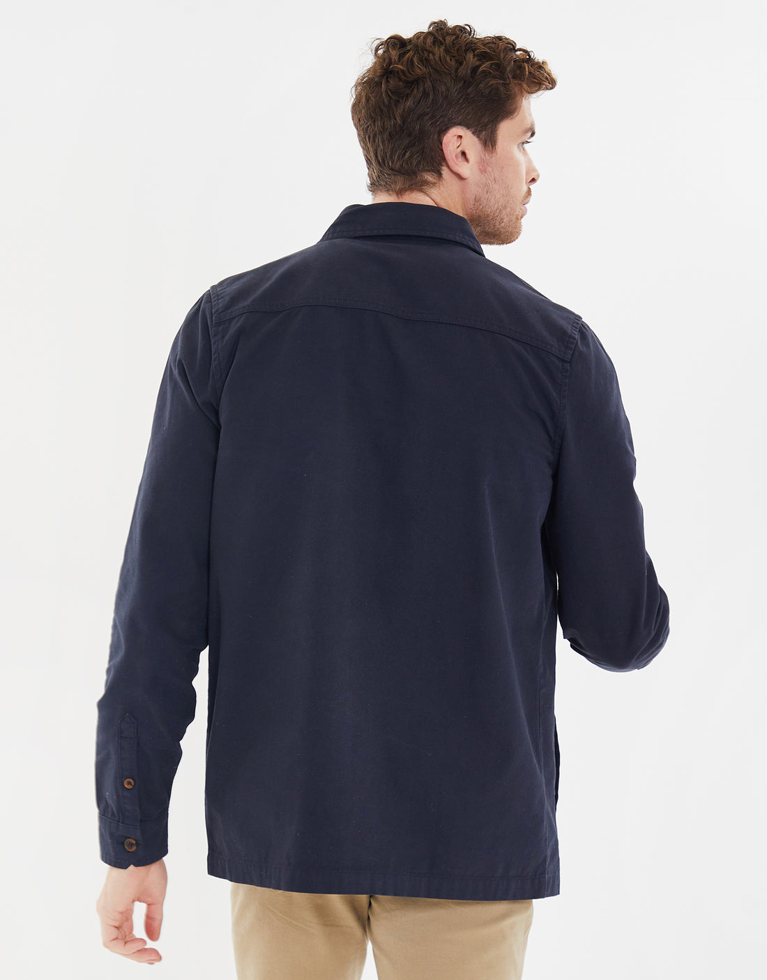 Men's Navy Blue Cotton Twill Button Down Long Sleeve Shirt – Threadbare