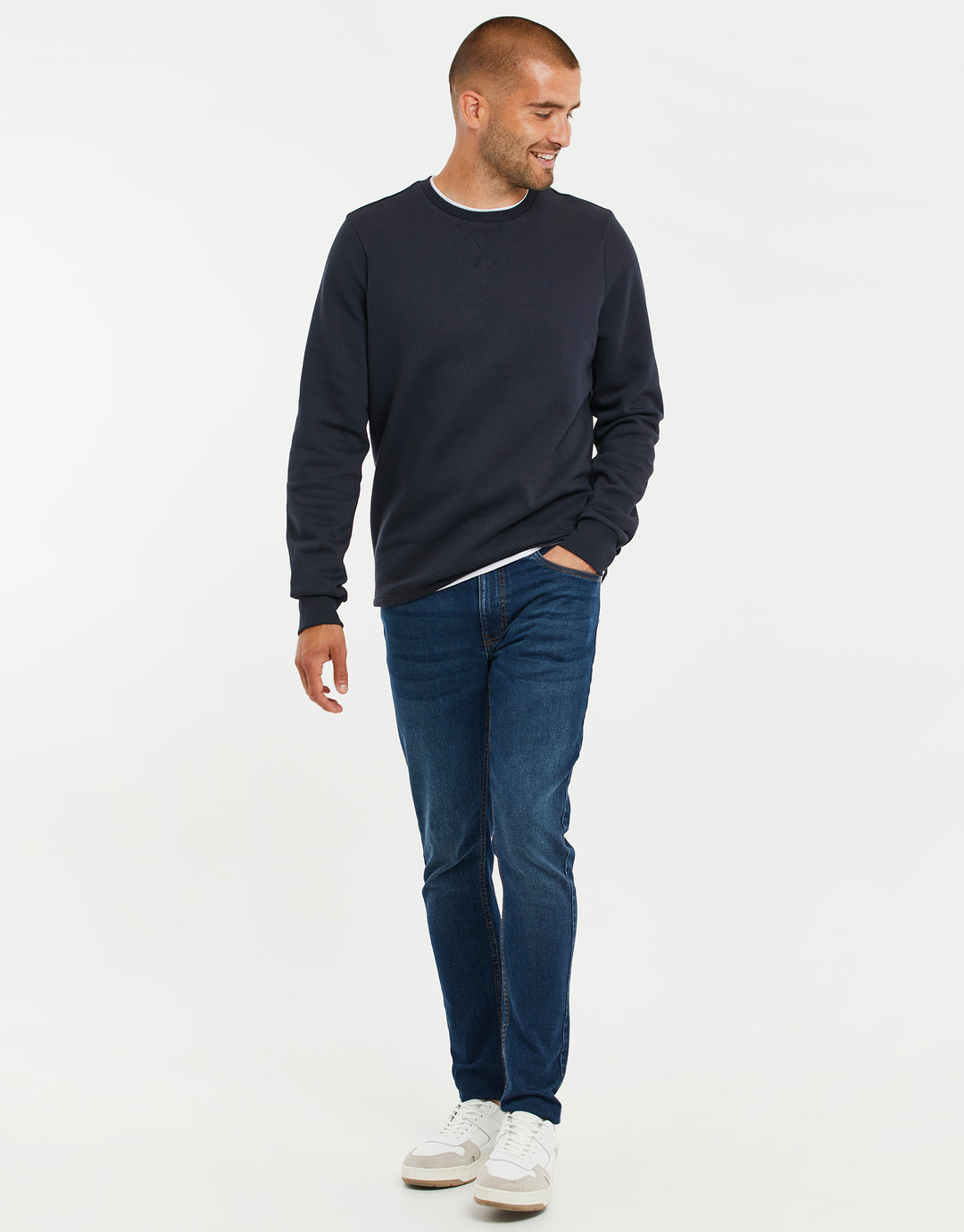 Navy Mock T-Shirt Sweatshirt