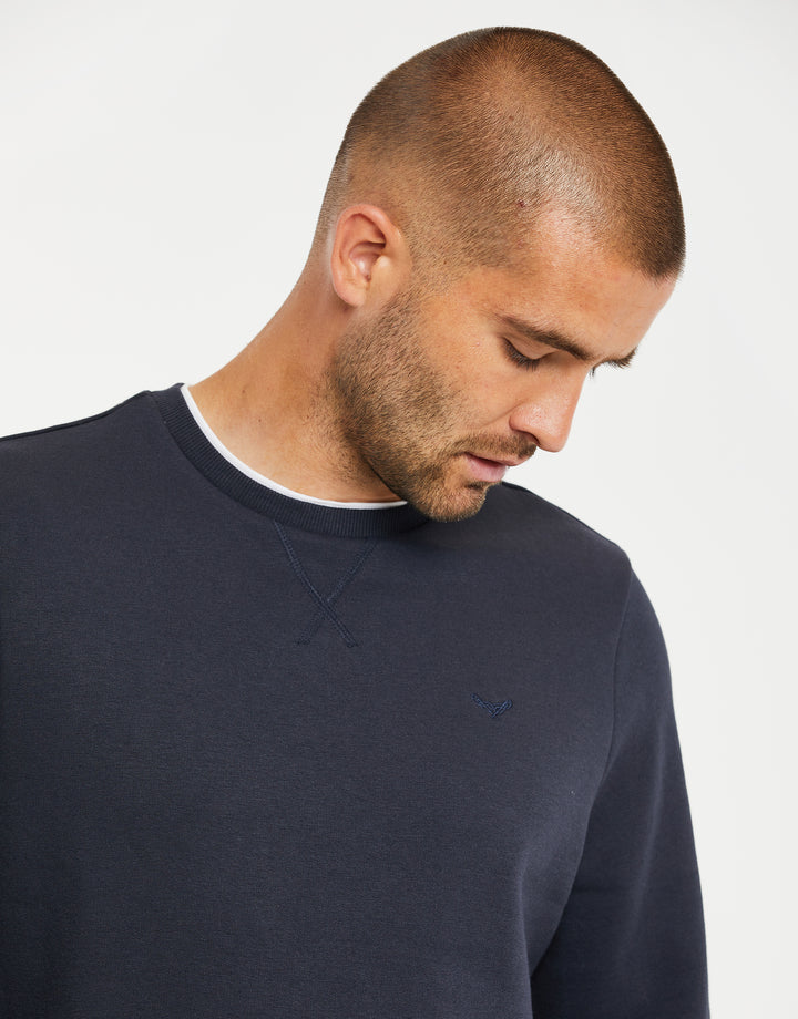 Navy Mock T-Shirt Sweatshirt