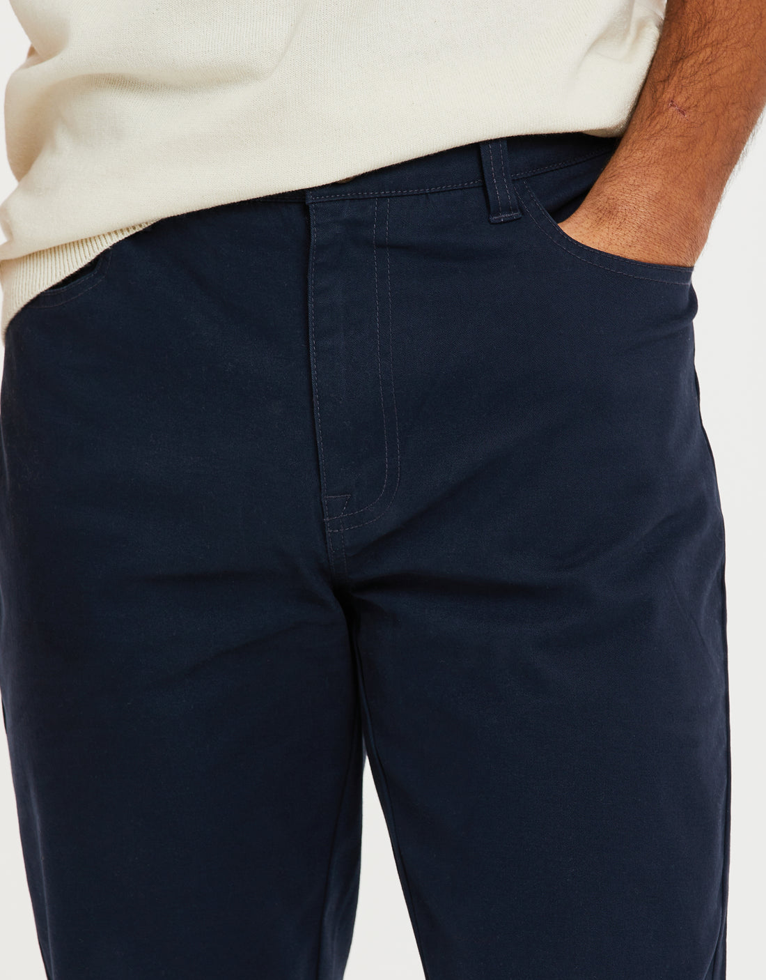 Men's Navy Blue Drawcord Cuffed Chino Trousers – Threadbare