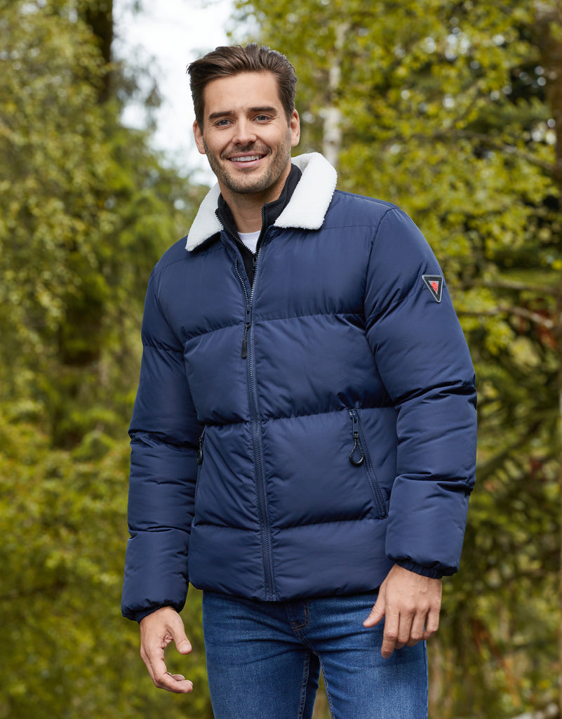 Navy Blue Navy Borg Collar Jacket Threadbare Men's Navy Blue Faux