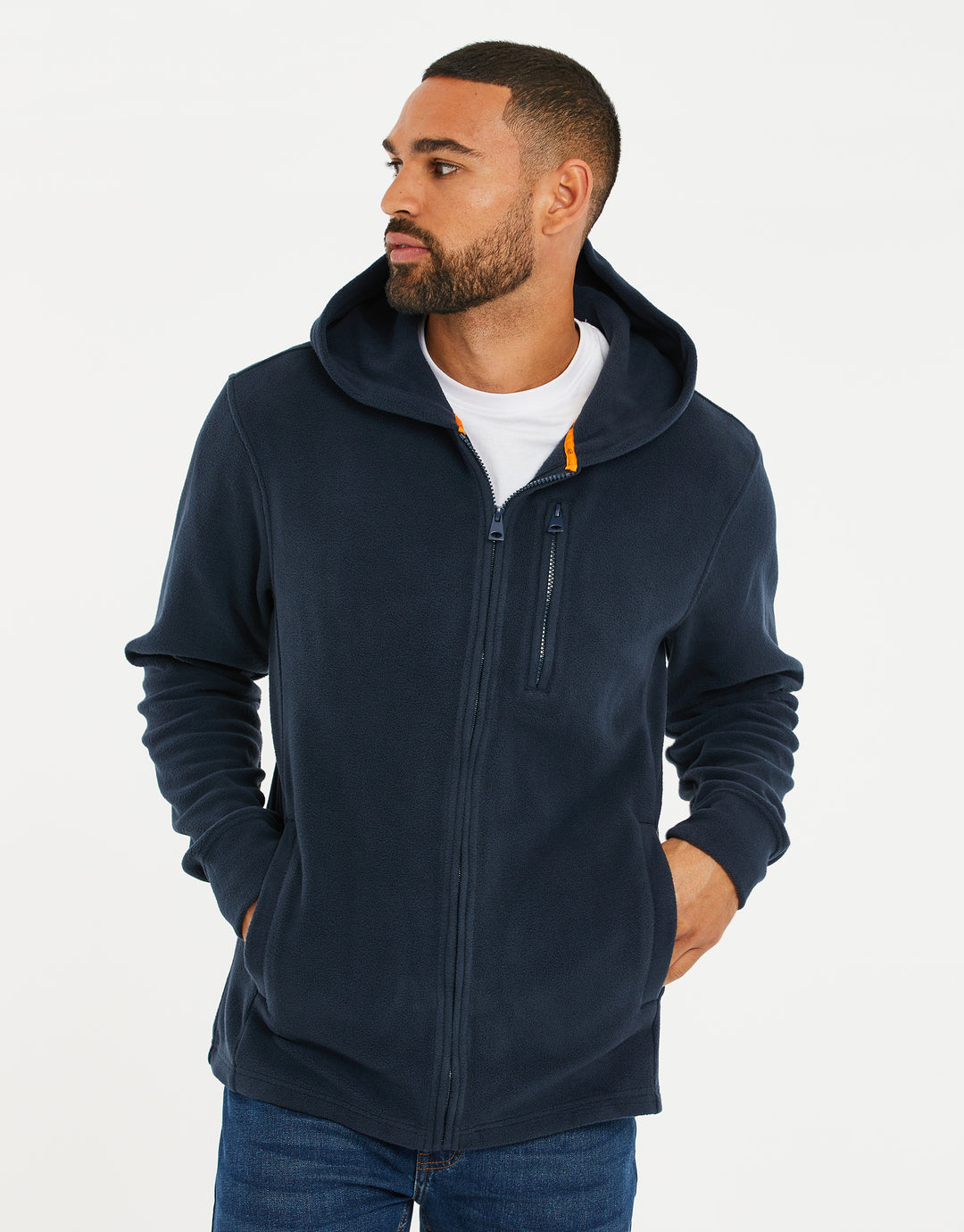 Navy Fitness Fleece Zip-Through Hoodie