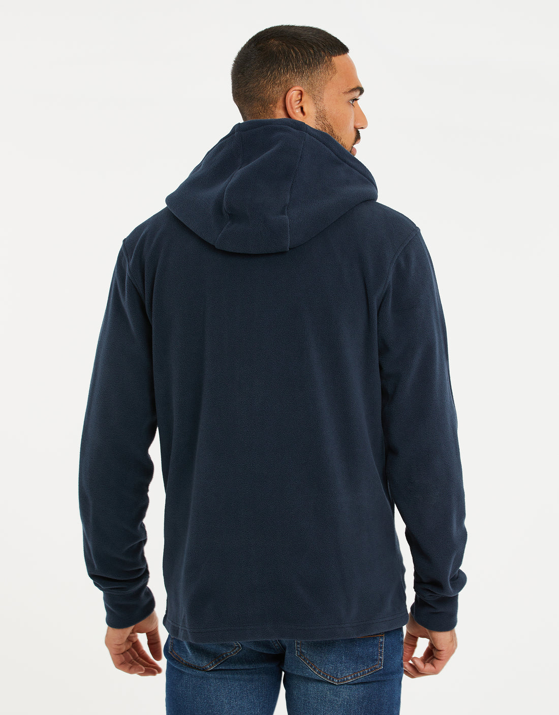 Men's Navy Blue Fitness Fleece Zip-Through Hoodie – Threadbare