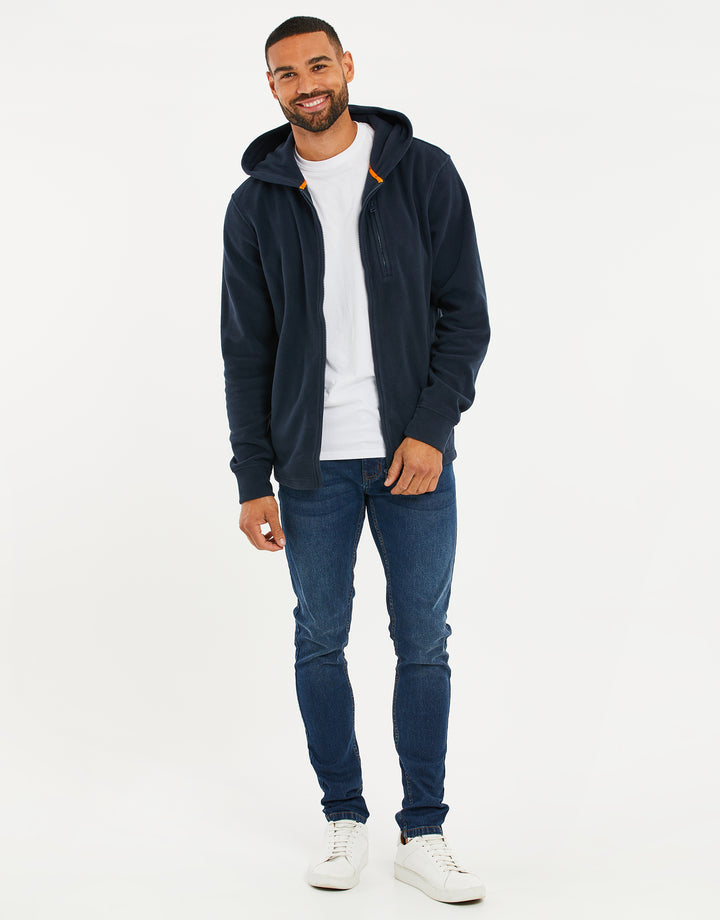Navy Fitness Fleece Zip-Through Hoodie