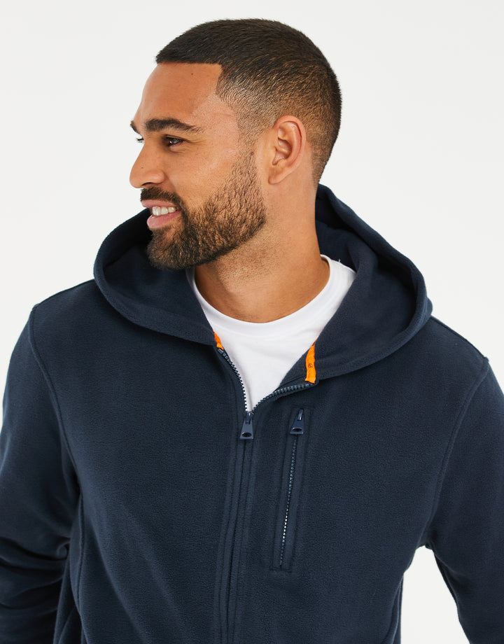 Navy Fitness Fleece Zip-Through Hoodie