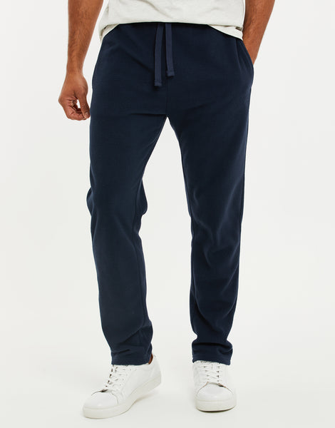 Men's Navy Blue Fitness Open Hem Fleece Joggers – Threadbare