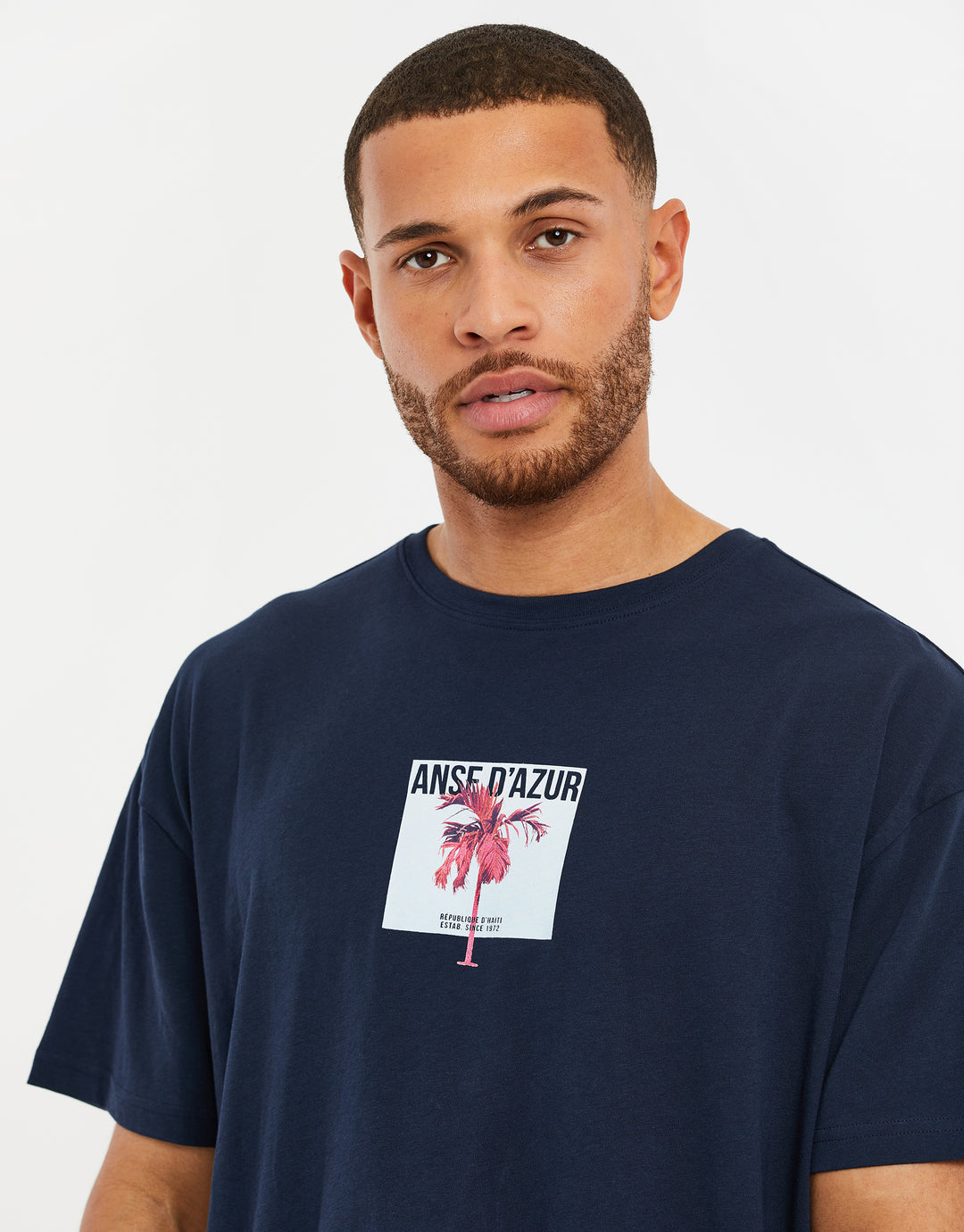 Navy Graphic Print Oversized T-Shirt