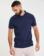 Navy Honeycomb Rib Jetted Pocket Polo Shirt