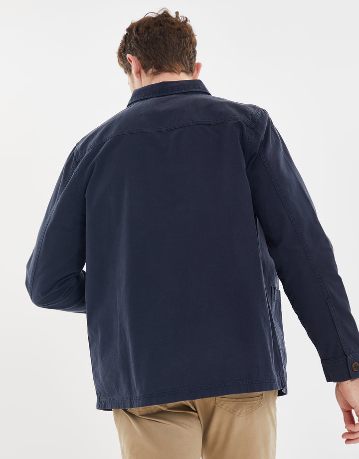 Navy Button Down Cotton Shacket