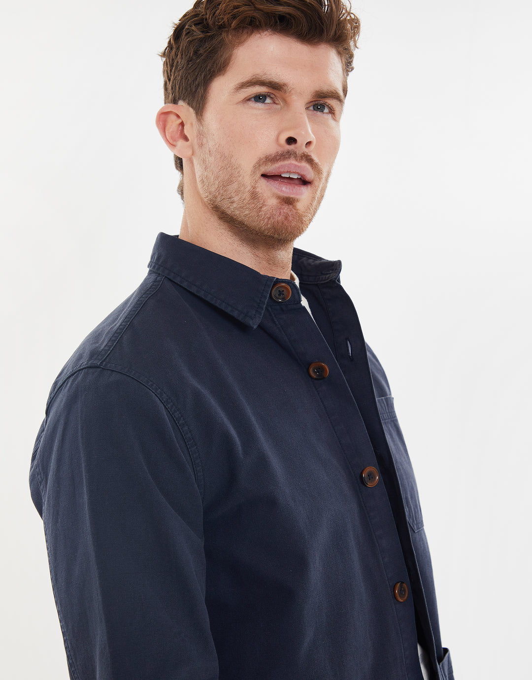 Navy Button Down Cotton Shacket