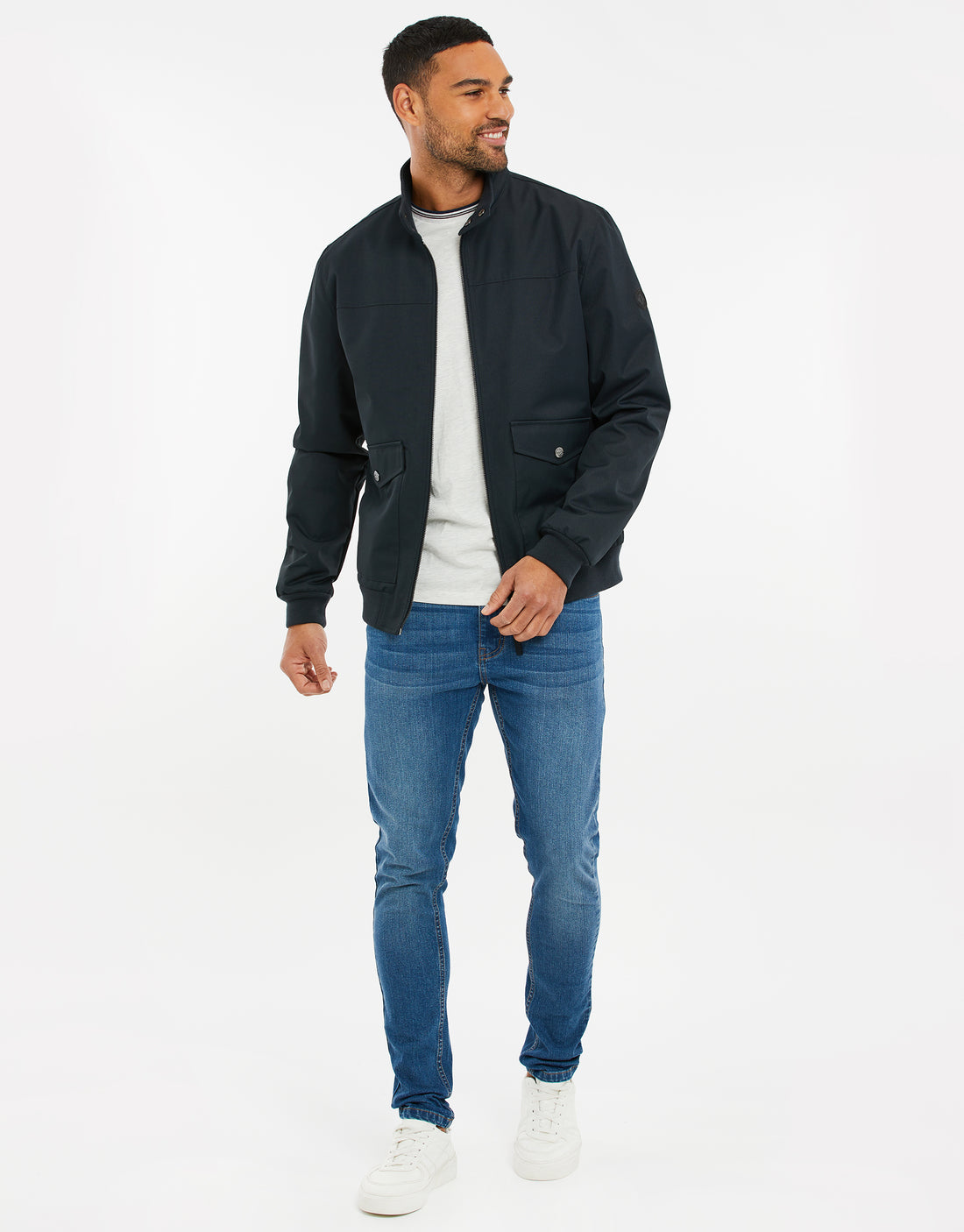 Men's Navy Blue Lightweight Harrington Jacket – Threadbare