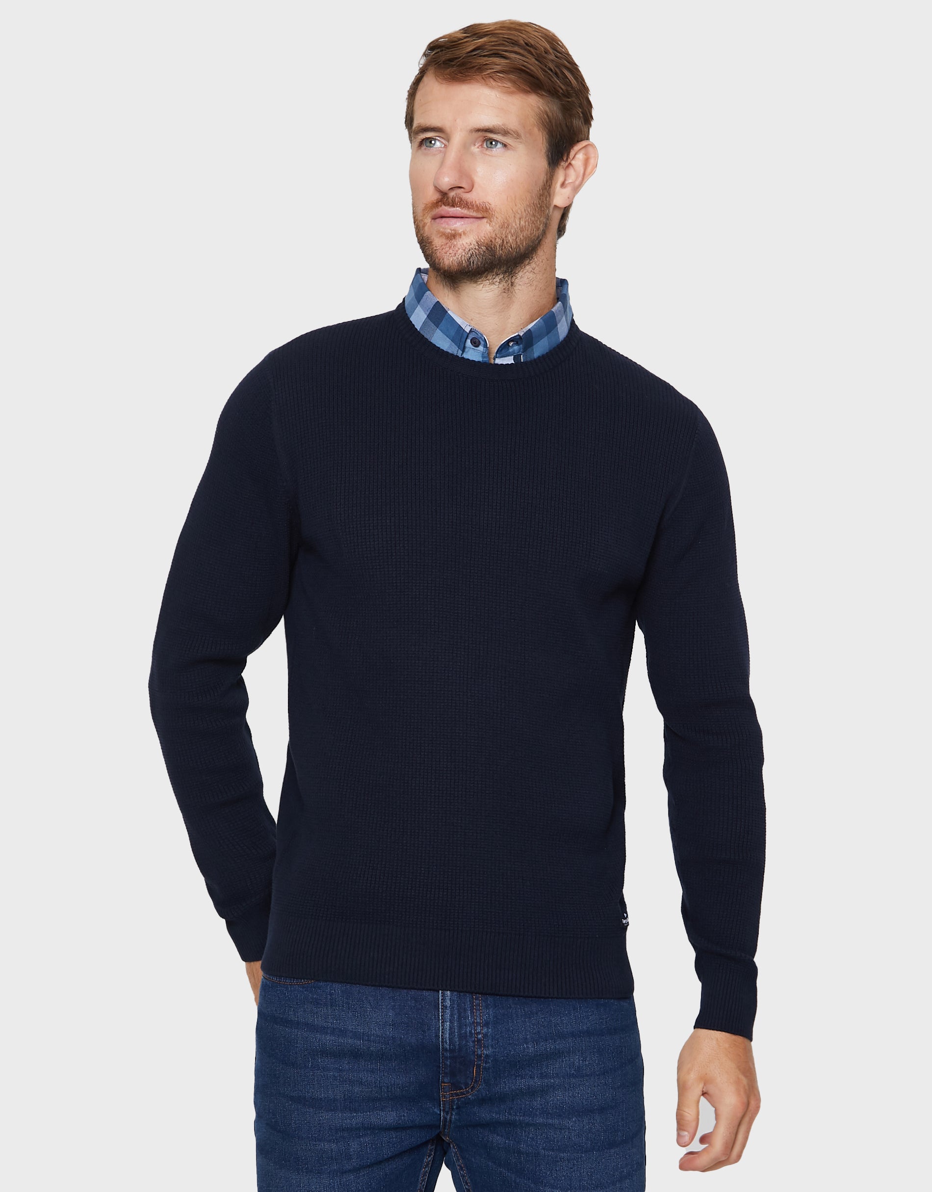 Men's jumper with mock shirt clearance collar