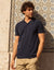 Navy Open Neck Collar Polo Shirt