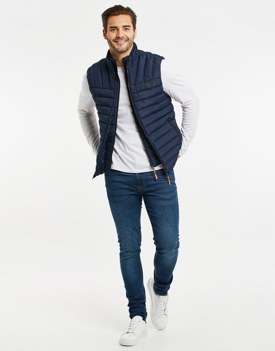 Navy Padded Double Layer Gilet