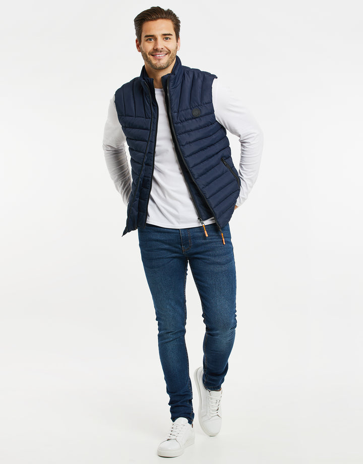 Navy Padded Double Layer Gilet