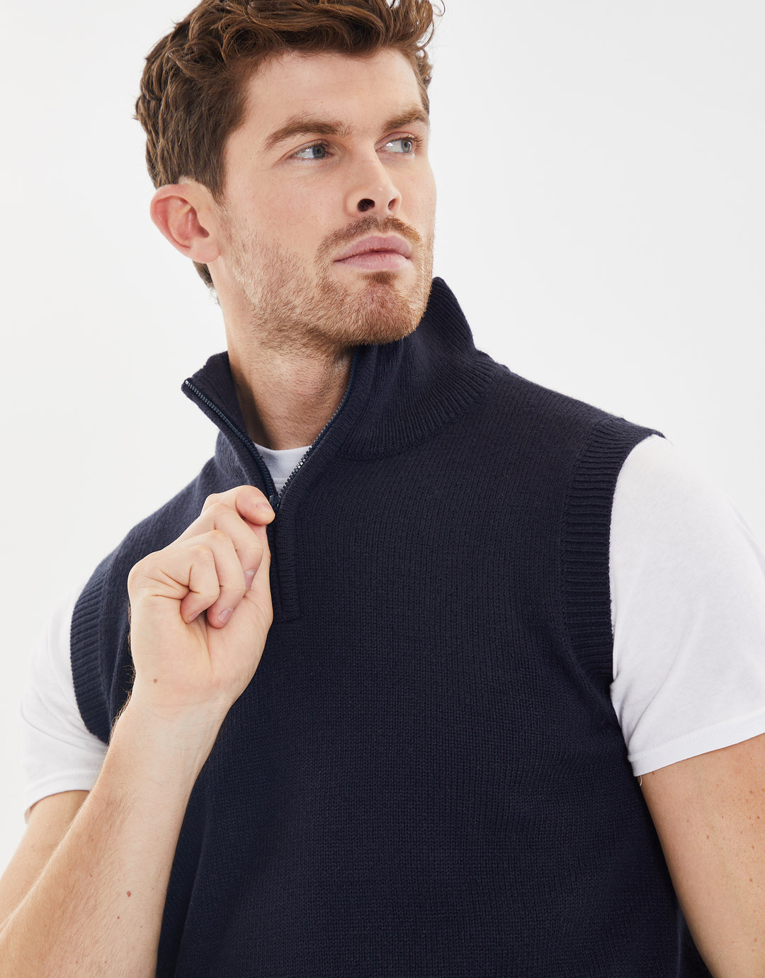Navy Quarter Zip Knitted Vest