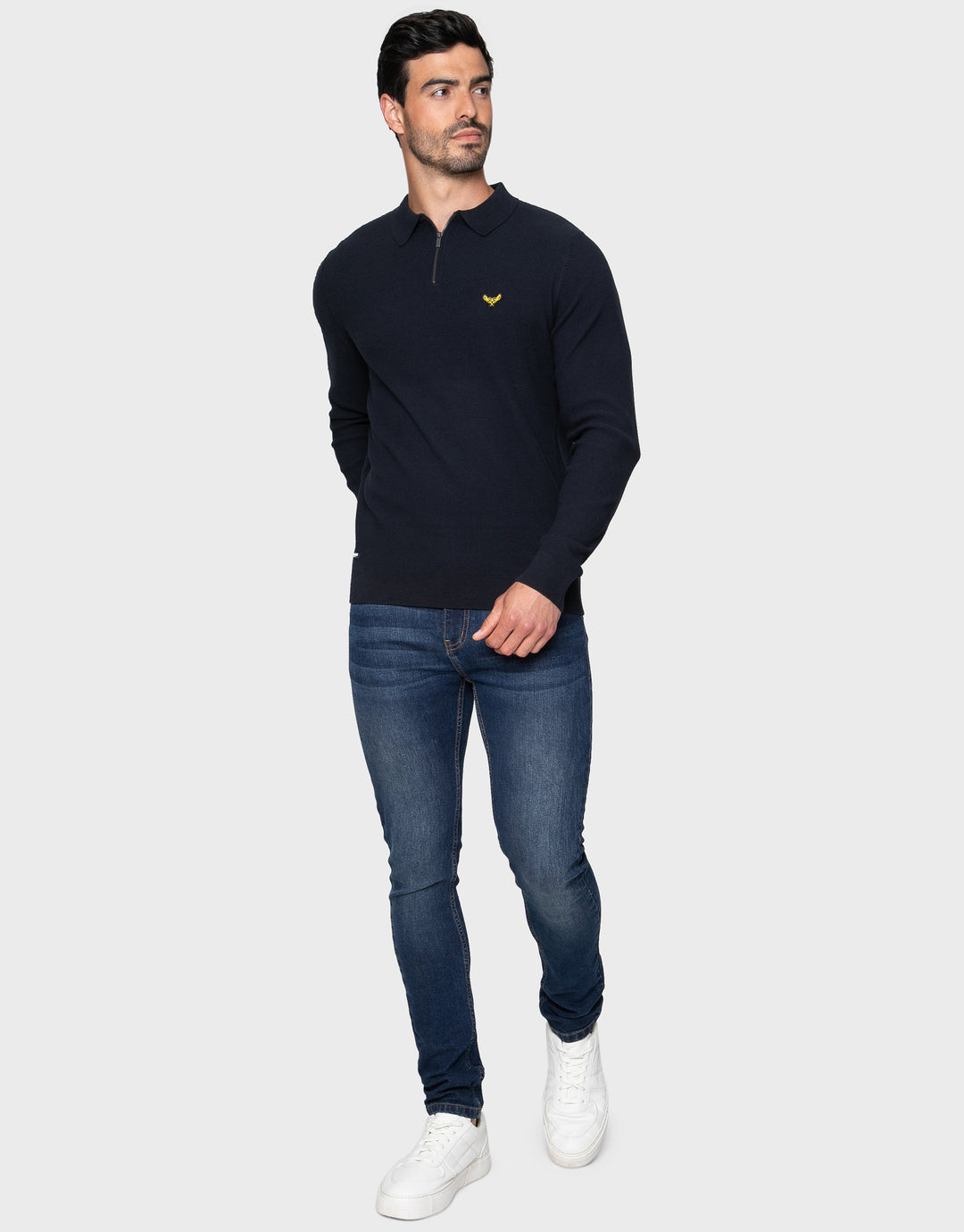 Navy Quarter Zip Polo Jumper