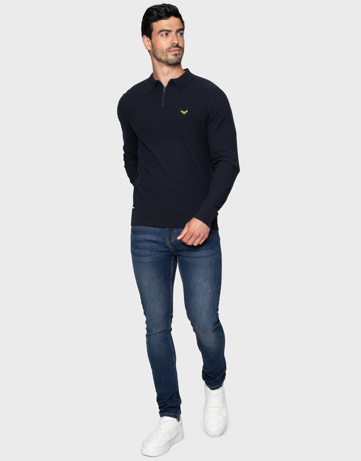 Navy Quarter Zip Polo Jumper