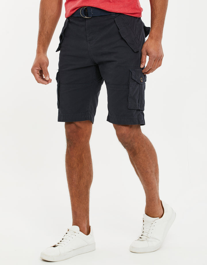 Navy Belted Cargo Shorts