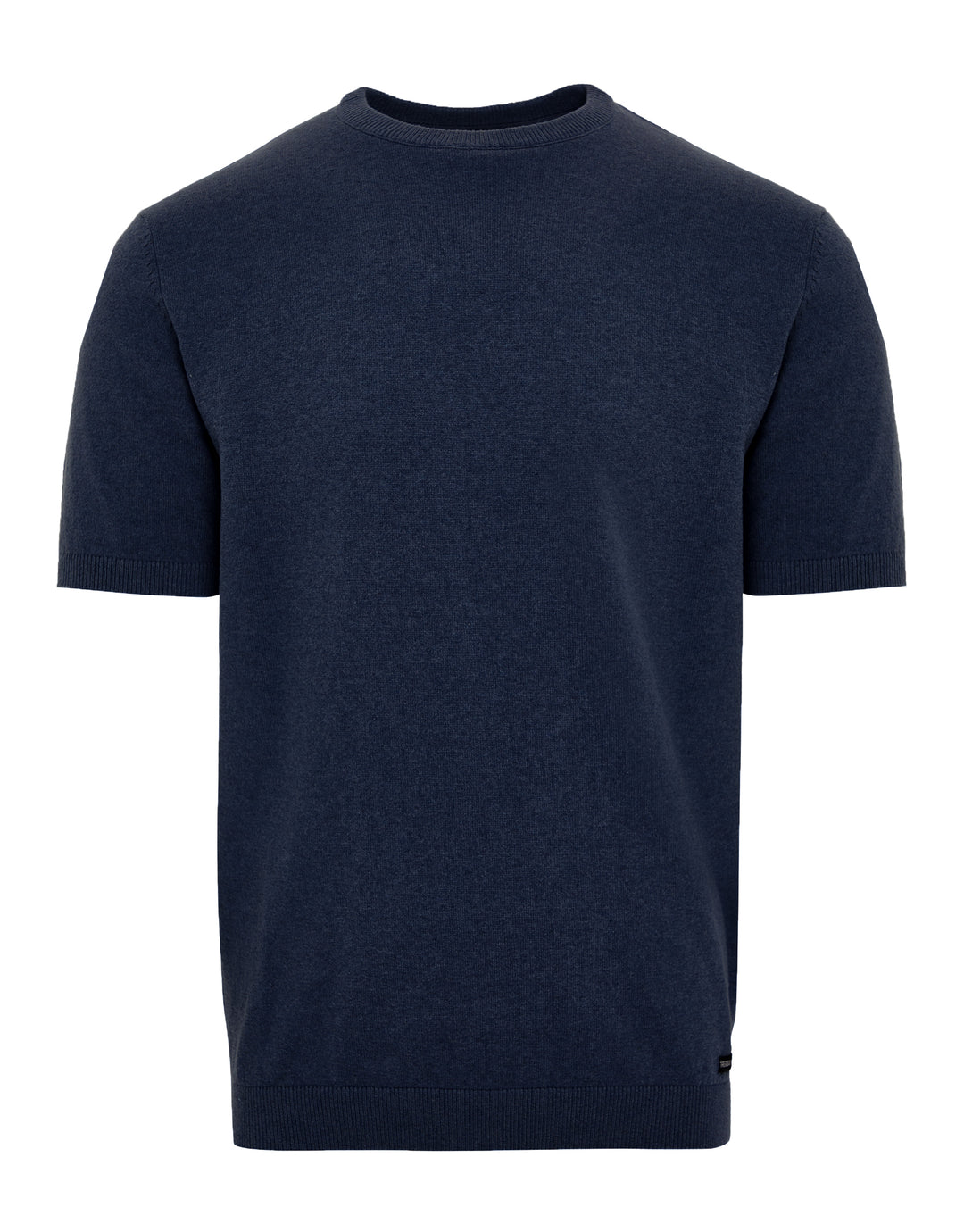 Navy Round Neck Knitted T-Shirt
