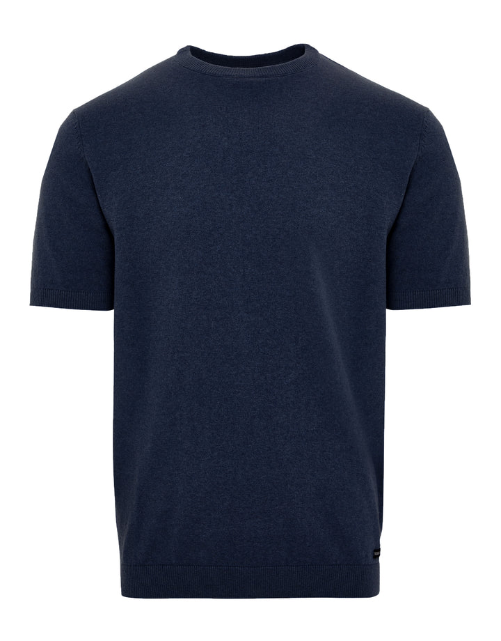 Navy Round Neck Knitted T-Shirt