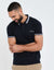 Navy Script Logo Rib Collar Polo Shirt