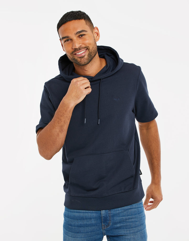 Navy Short Sleeve Overhead Hoodie