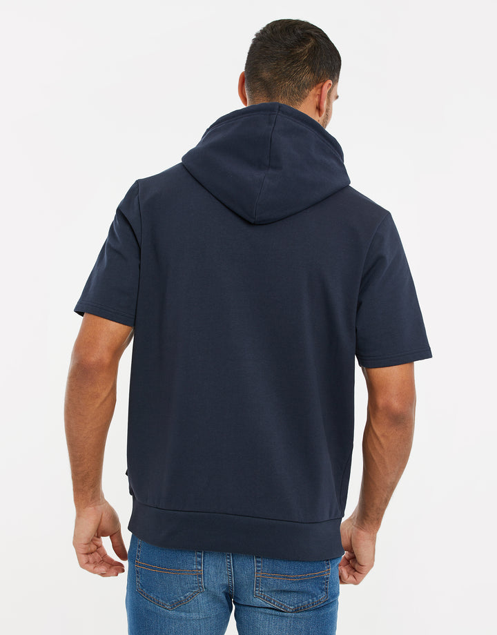 Navy Short Sleeve Overhead Hoodie