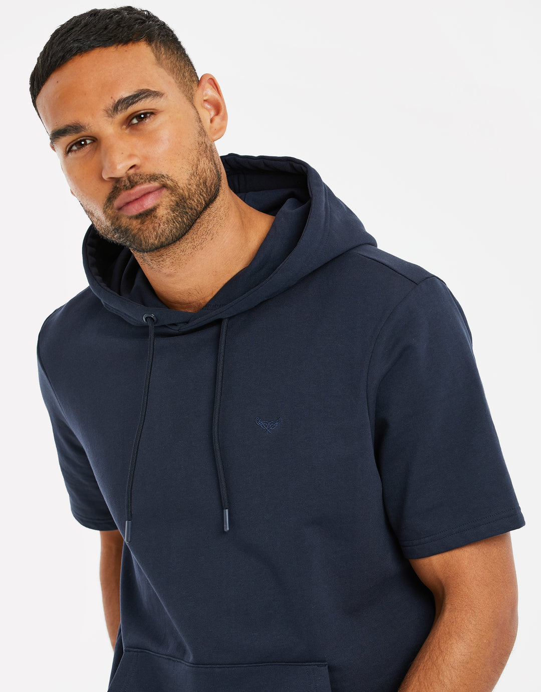 Navy Short Sleeve Overhead Hoodie