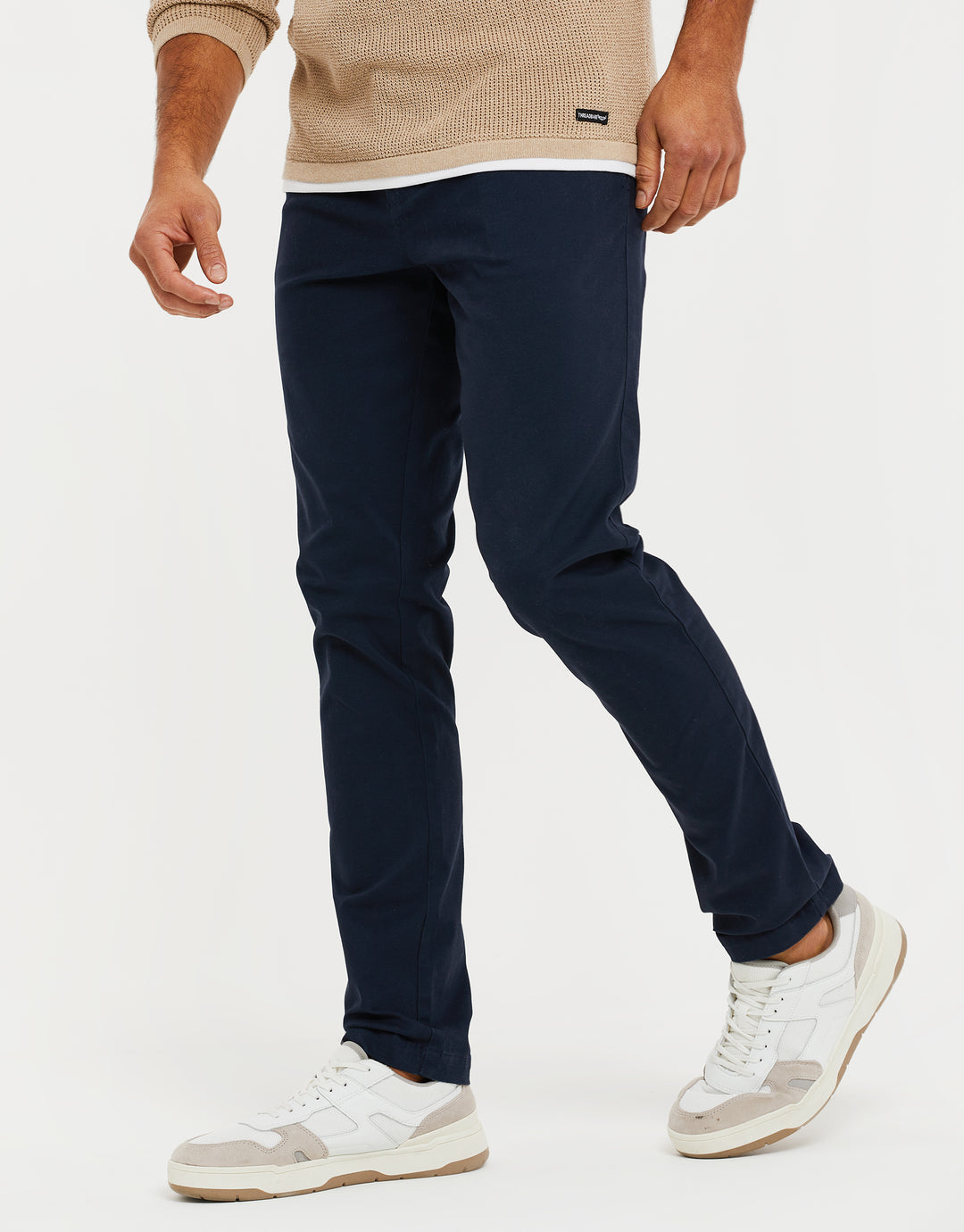 Navy Stretch Chino Trousers