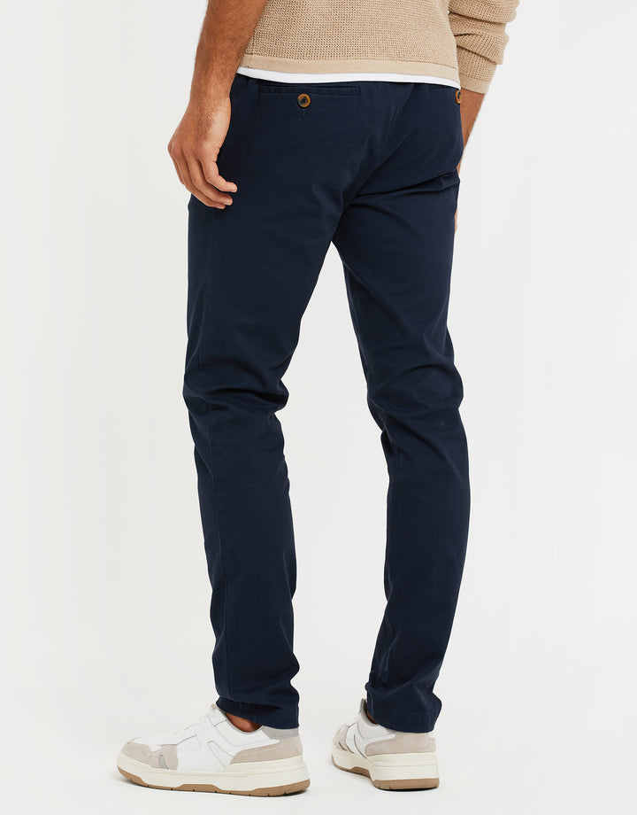 Navy Stretch Chino Trousers