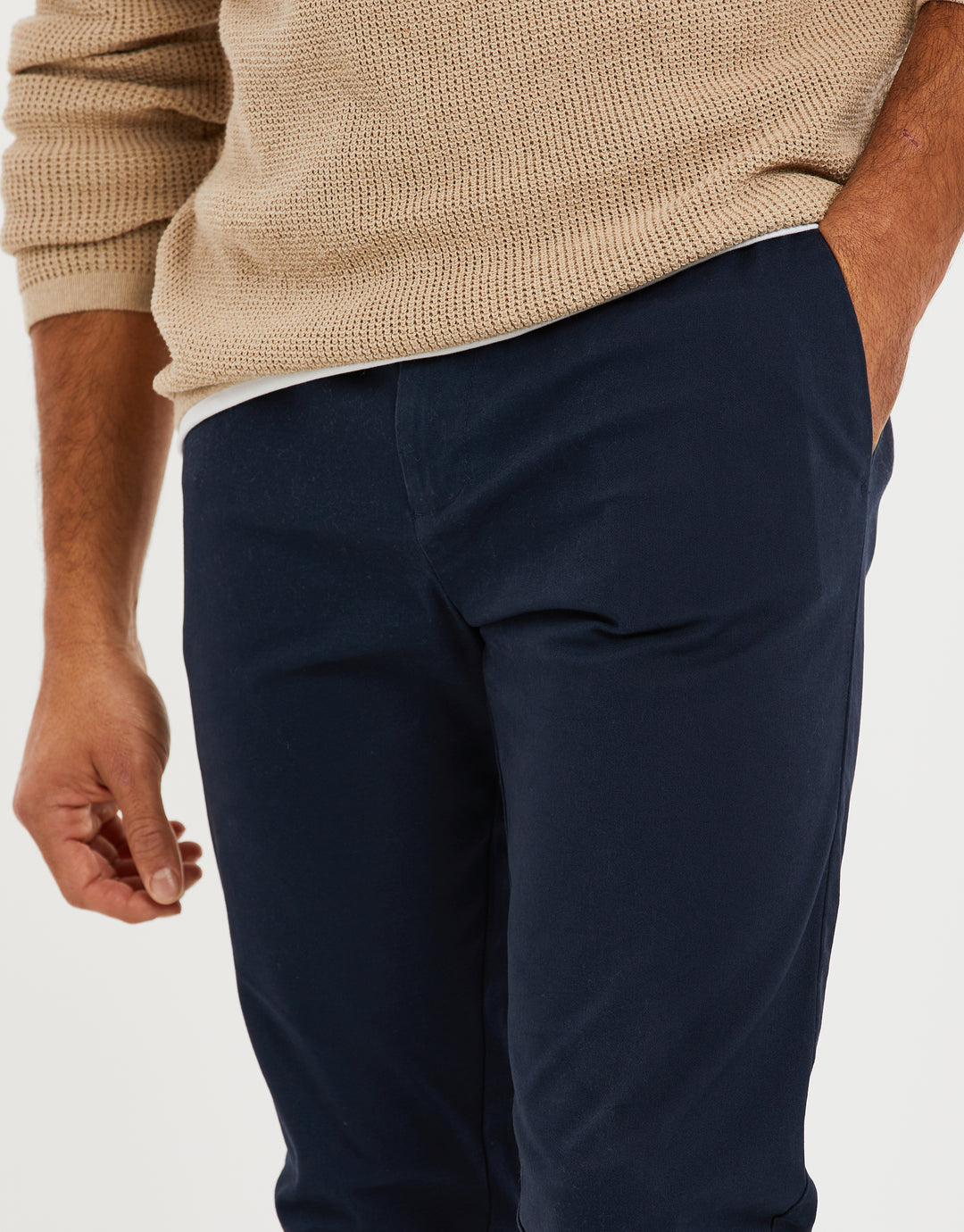 Navy Stretch Chino Trousers