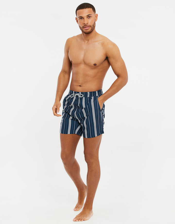 Navy Striped Swim Shorts