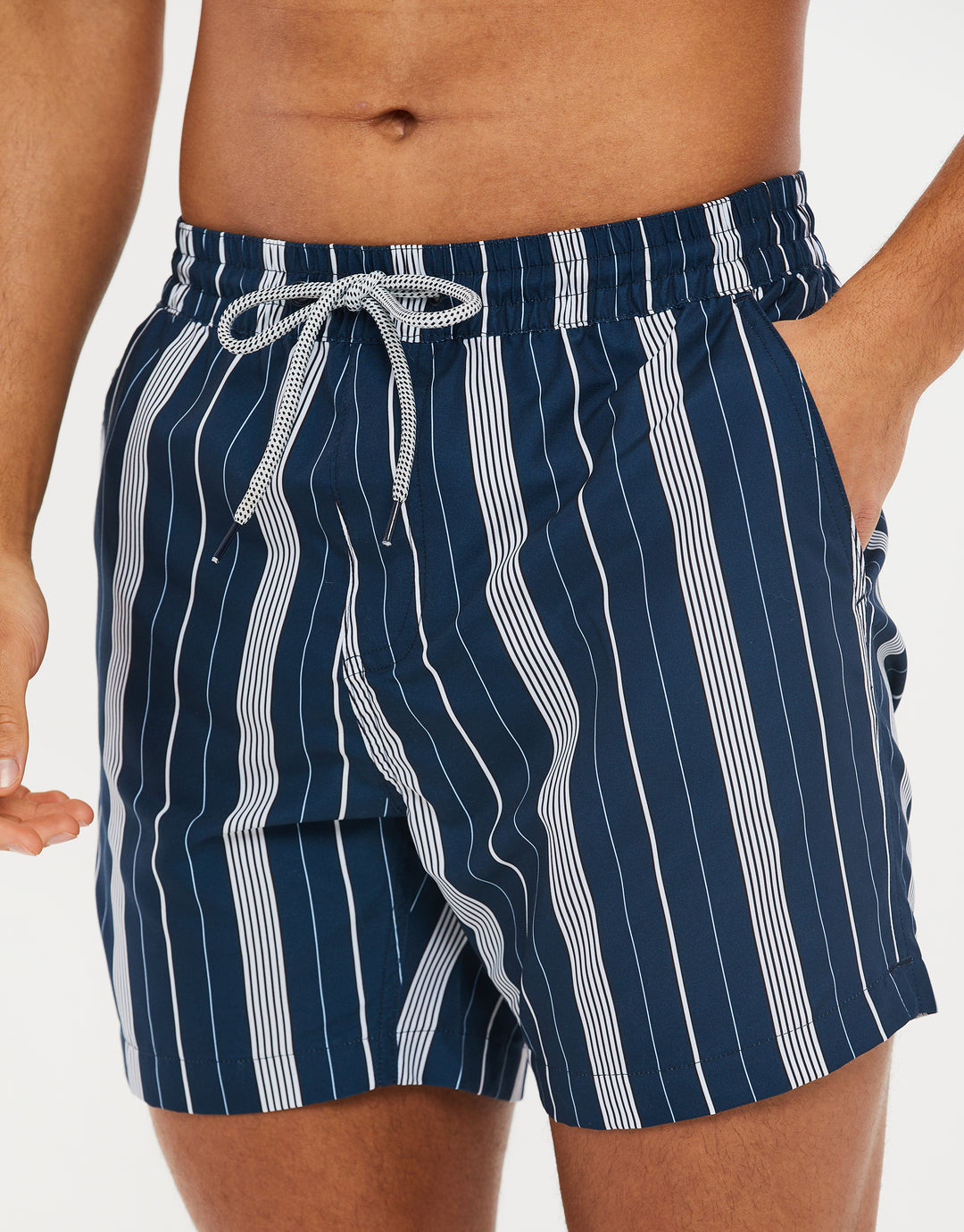 Navy Striped Swim Shorts